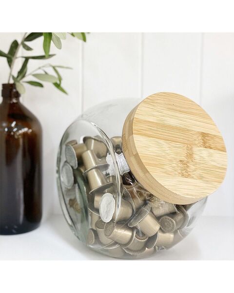 Little Stoarge Bamboo Glass Snack Jar