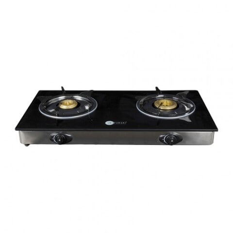 AFRA Japan Two Burner Gas Stove,  Compact Design, Ceramic Ignition, Tempered Glass Top, Easy-To-Clean, Stainless Steel Housing, G-MARK, ESMA, ROHS, and CB Certified, 2 years warranty