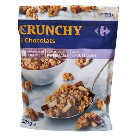 Buy Carrefour 3 Chocolate Crunchy Muesli Cereals 500g in Saudi Arabia