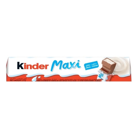 Kinder Maxi Milk Chocolate Bars With Milky Filing Individually Wrapped Bars 21g