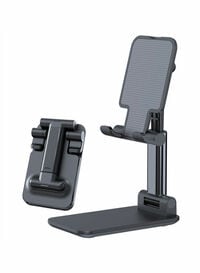 Urban Utility Adjustable Cell Phone Stand, Foldable Portable Desktop Table Stand Phone Holder for Desk Compatible with All Mobile Phone/iPad/Kindle/Tablet(Black)