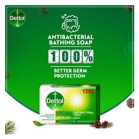 Dettol Original Anti-Bacterial Bathing Soap Bar  Pine Fragrance, 120g