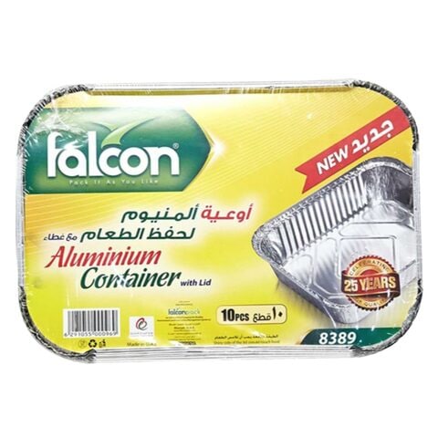 Falcon Rectangle Aluminium Container With Lid Silver 800ml 10 PCS