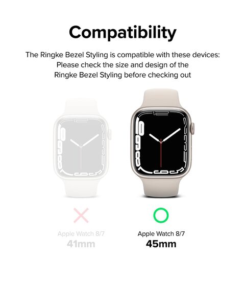 Ringke - Apple Watch 8 / 7 45mm - Bezel Styling Case Adhesive Frame Ring Cover - Black (45 - 03)