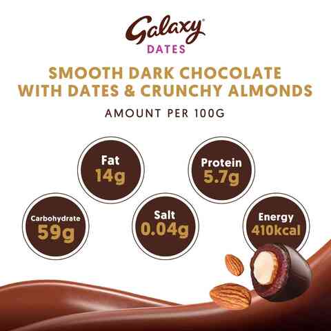 Galaxy Chocolate Dates With Crunchy Almonds Covered In Dark Chocolate 143g