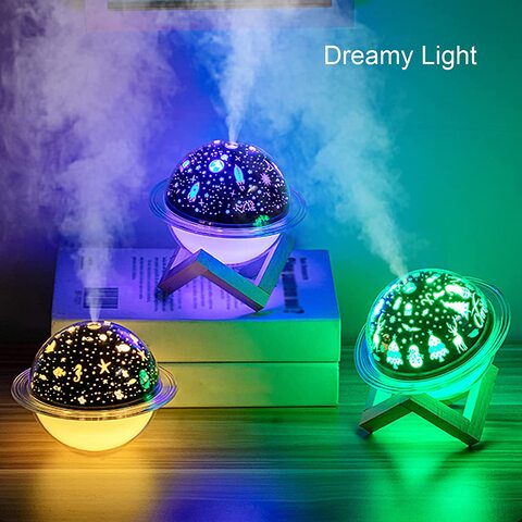 2022 Creative USB Mini Starry Sky Galaxy Ocean  Gift Tri-Color Light Planet Projection table Lamp Air Humidifier for Bed room Office, Ramadan lights, Doom Projector, Round Shape