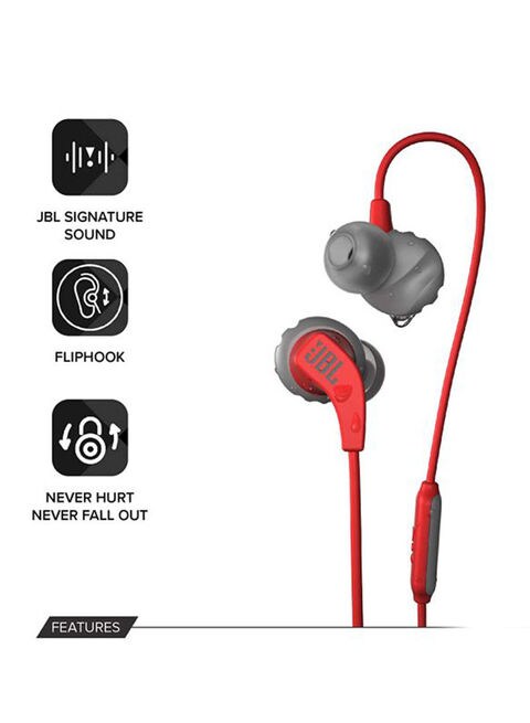 JBL - Endurance Run Universal Stereo IPX5 Waterproof 3.5mm In-ear Earphones With Mic Red