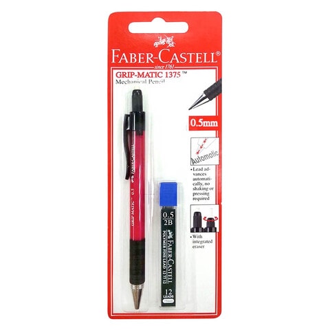 Faber-Castell Grip Matic 1375 Mechanical Pencil with 12 2B Leads Multicolour 0.5mm