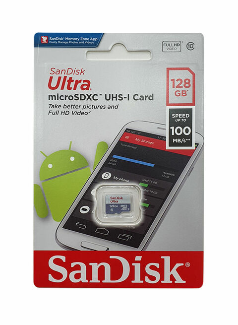 Sandisk Ultra Microsdxc Uhs-I Class 10 Memory Card 128Gb Grey/White