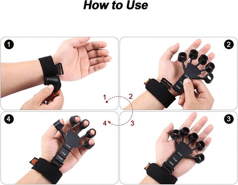 Finger Strengthener, Grip Strength Trainer, 6 Resistant Level Finger Exerciser, Hand Exercisers for Strength, Hand Grip Strengthener for Patients Strength Training (Black+Grey)