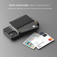 VRS Design Damda Glide PRO designed for iPhone 13 case cover wallet [Semi Automatic] slider Credit card holder Slot [3-4 cards] - Black Groove