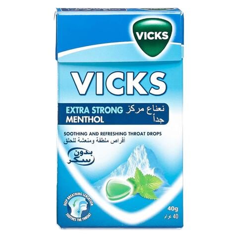 Vicks Refreshing Extra Strong Throat Drops Menthol 40g
