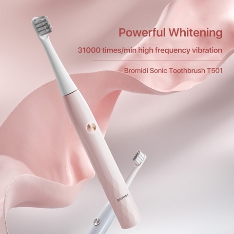 Bomidi T501 Sonic Electric Toothbrush Ultrasonic High Frequency Vibration Deep Cleaning Whitening Toothbrush Rechargeable IPX7 Waterproof - White