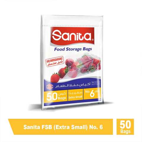 سانيتا أكياس حفظ الطعام  قابلة للتحلّل #6، 50 كيس 