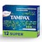 Tampax Cardboard Applicator Super Absorbency Tampons White 12 Tampons