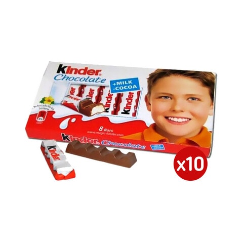 Kinder Milk Chocolate Bars, 100 g - Pack of 10