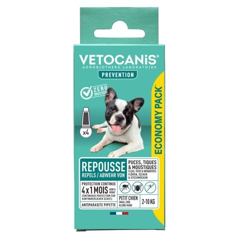 Vetocanis Flea Tick And Mosquito Repellent For Small Dog 4 Pipettes Clear