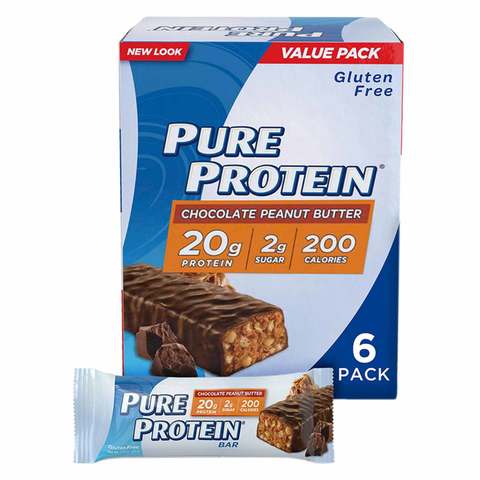 بيور بروتين لوح بروتين بالشوكولاته و زبدة الفول السوداني 50 غرام حزمة من 6