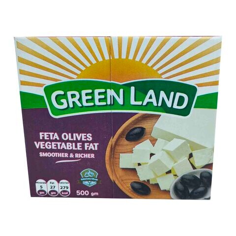 Green Land Feta Cheese With Olives - 500 gm