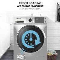 Bompani 8kg Front Load Washer, Electromagnetic Lock, BLCD Inverter Motor, LED Display, Stainless Steel Drum, 1400 RPM Spin Speed, 16 Programs, Compact Design, 1-Year Warranty, BO3003BI2878SS, Silver