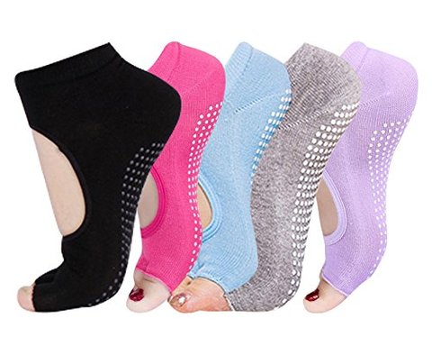 Fariox n Slip Yoga Socks for Women, Sticky Sock for Pilates & Pure Barre &  Walking & Bikram Fitness Socks with Grips. 1 Pair, Multi Color