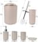 Bathroom Accessories Set 6 Piece Bath Ensemble with Smooth Surface Includes Soap Dispenser, Toothbrush Holder, Toothbrush Cup, Soap Dish for Decorative Countertop and Housewarming Gift, Beige