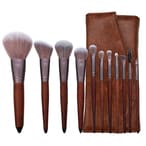 Buy Deo King Makeup Brush Set With Pu Makeup Brush Bag Dark Drown - 11-Piece in UAE