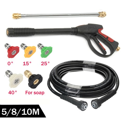 Generic-4000PSI High Pressure Washer Sprayer Extend Wand Lance 5 Nozzle Tips + High-pressure Pipe (8m)