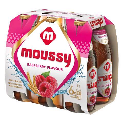 Moussy Malt Beverage Non-Alcoholic Raspberry  Flavour 330ml Pack of 6