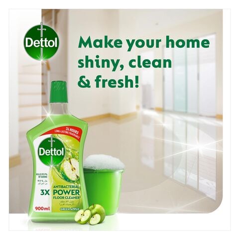 Dettol Antibacterial Power Floor Cleaner , Green Apple Fragrance, 900 ml