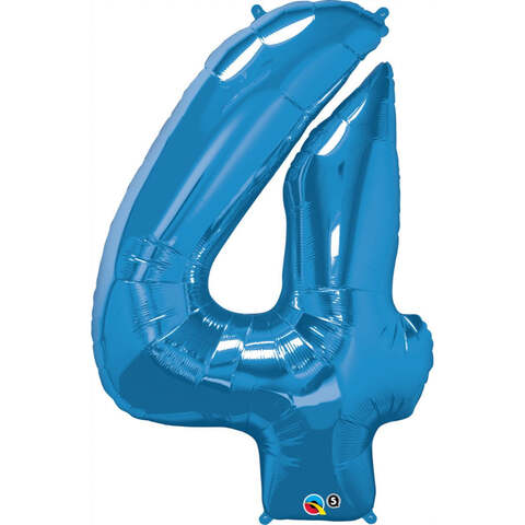 Qualatex Number Four Foil Balloon- 41-Inch Size- Sapphire Blue