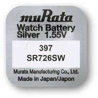 Murata 397 (SR726SW) 1.55V Silver Oxide 0% Hg Mercury Free Battery For Watches - 10 Batteries
