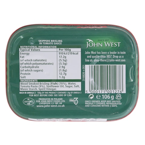 John West Skippers Brisling In Tomato Sauce 106g