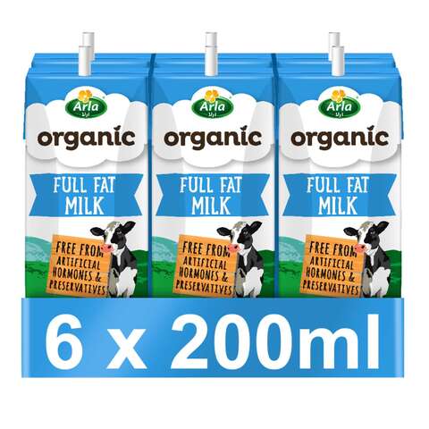 Arla Organic Milk Full Fat Multipack 200ml Pack of 6