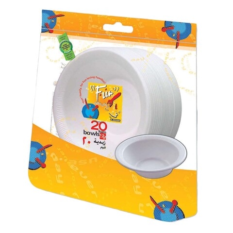 Fun Everyday Disposable Bowl White 375ml Pack of 20