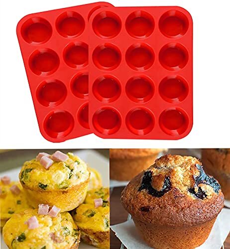 Generic Silicone Muffin Pan, Nonstick Bpa Free Cupcake Panregular Size Silicone Mold Muffin Tin For Muffin Cupcake Fat Bomb Egg Muffin Food Grade Silicone Molds Red, 1 Pack 12 Cups
