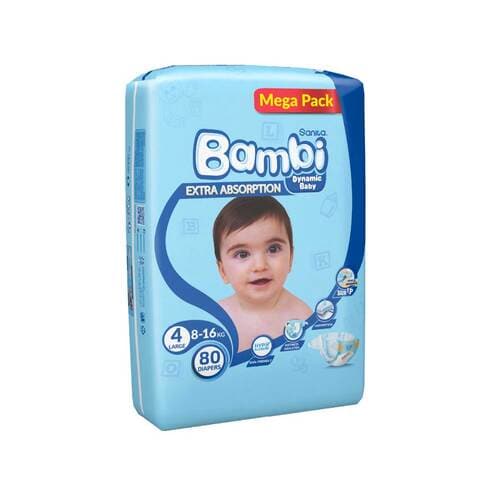 Bambi Diapers Size 4, 80 Pieces