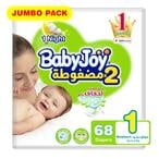 Buy Babyjoy Compressed Diamond Pad Diaper Size 1 Newborn To 4kg Jumbo Pack 68 count in Saudi Arabia