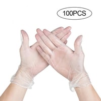 Generic-100pcs Disposable Transparent Gloves Powder-free Home Hair Cleaning Labor Protection PVC Gloves Oil-proof Gloves