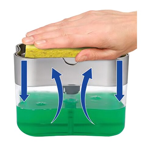 Generic-Soap Pump Dispenser with Sponge Holder 13 Ounces Press Dispenser Compact Storage for Dish Soap Lotion and Sponge