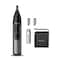 PHILIPS Nose Trimmer Nt3650/16, Cordless Nose, Ear &amp; Eyebrow Trimmer with Protective Guard System, Fully Washable, Including AA Battery, 2 Eyebrow Combs, Pouch Gray