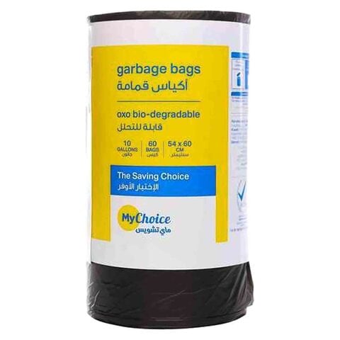 Mychoice 10 Gallon Oxo Bio-Degradable Garbage Bag Black 54x60cm Pack of 60