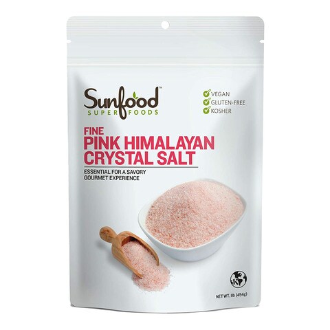 Sunfood Super Foods Gluten Free Fine Pink Himalayan Crystal Salt 454 Gram