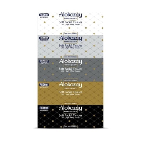 Alokozay Soft Facial Tissue 2 Ply 200 Sheets Pack of 5