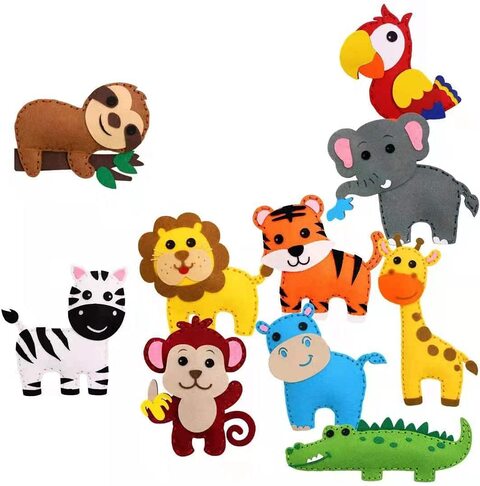 Buy Craft Sewing Supplies Kit For Kids, Jungle Animals Sewing Kit Zoo Felt  Animal DIY Crafts, Ducational Nursery Sewing For Kids Art Craft Kits For  Beginners (Jungle Animals, 10Pc) Online - Shop