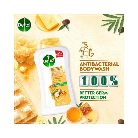 Dettol Nourish Anti-Bacterial Honey And Shea Butter Body Wash White 250ml