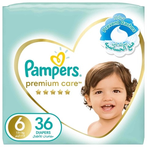 Pampers Premium Care Diapers Size 6 Extra Large 13+kg Value Pack White 36 count