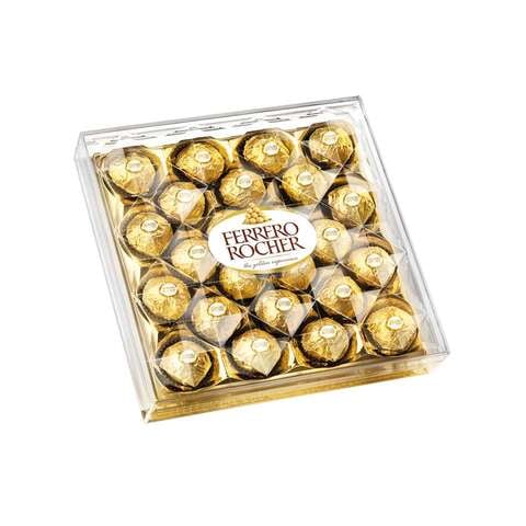 en general igual moco Ferrero Rocher Fine Crunchy Hazelnuts dipped in Smooth Milk Chocolate,  Individually Wrapped in Elegant Gold Foil Wrapper, 24 Piece Gift Box, 300g