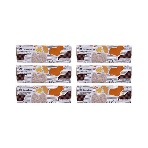 Carrefour Economic Facial Tissues White 150 Sheets Pack of 6