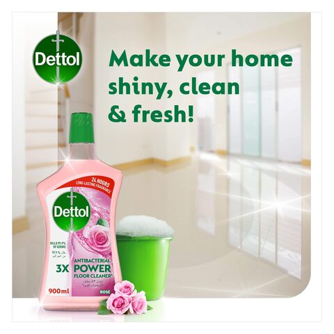 Dettol Antibacterial Power Multi Purpose Rose Floor Cleaner 900ml x Pack of 1 + 1 Free